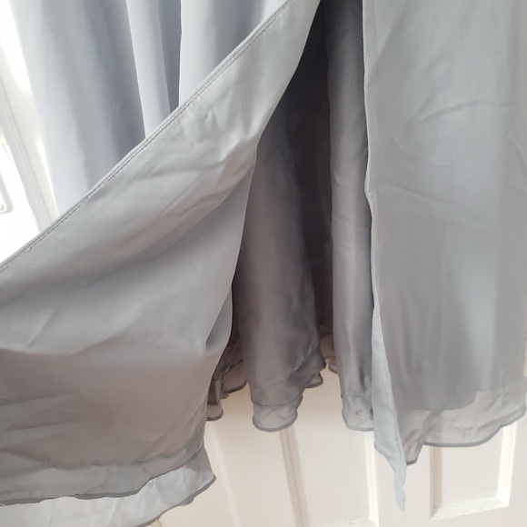 Azazie Clarissa  A Line Chiffon Tea Length Dress Dolphin Grey Sz A6 NWT - Picture 6 of 15